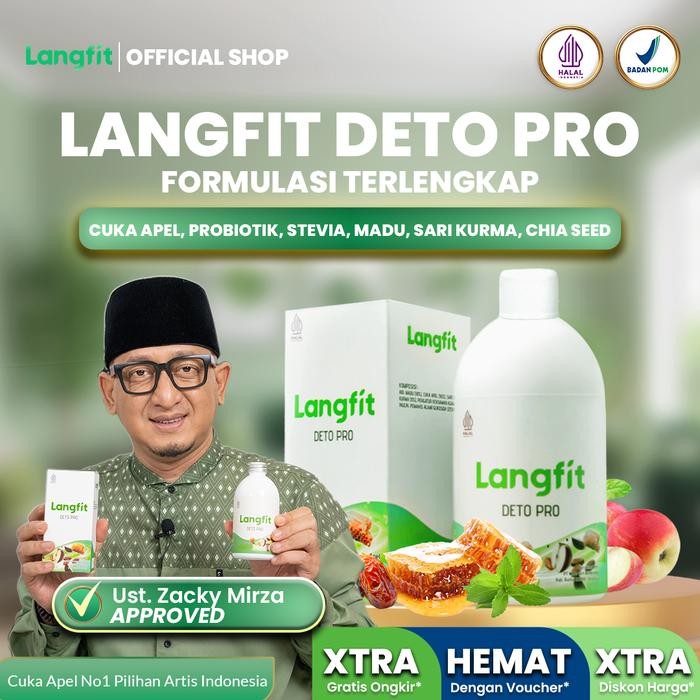 

Langfit Detopro Cuka Apel Probiotik Paket 2 botol 500 ML - Herbal Premium Dengan bahan alami Kurma