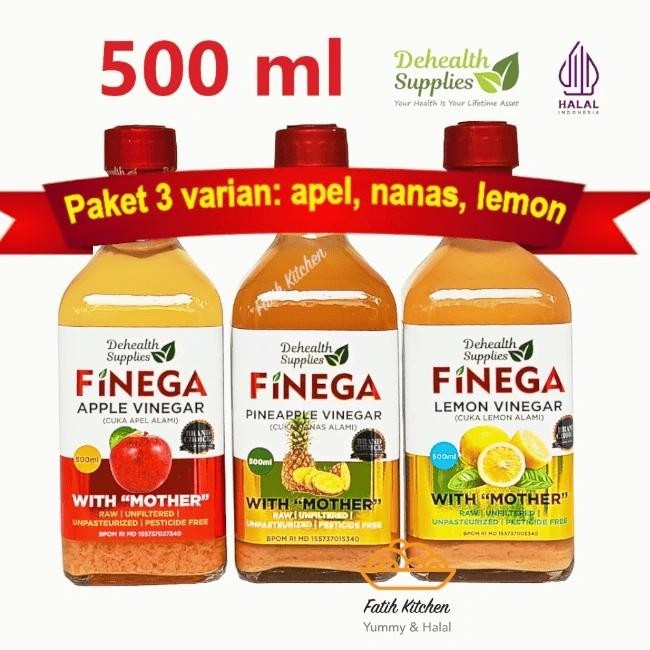 

Dehealth Supplies Vinega Package 500 ml (Botol Kaca) Cuka Apel Lemon Nanas