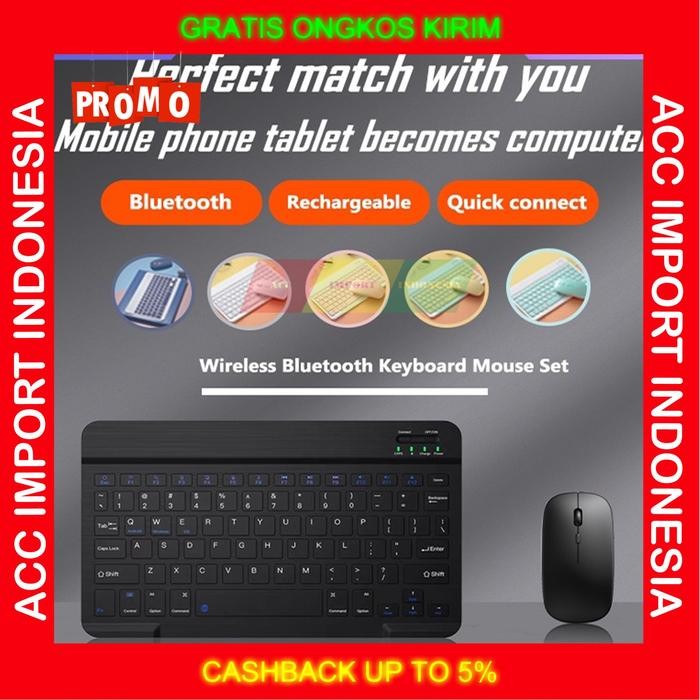 KEYBOARD MOUSE BLUETOOTH SLIM TABLET TANPA DONGLE UNIVERSAL