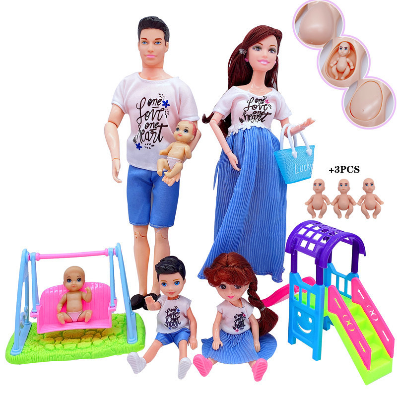 1/6 Cute Doll House Stroller Swing Slide Accessories for Barbie Pregnant Dolls with Baby Doll