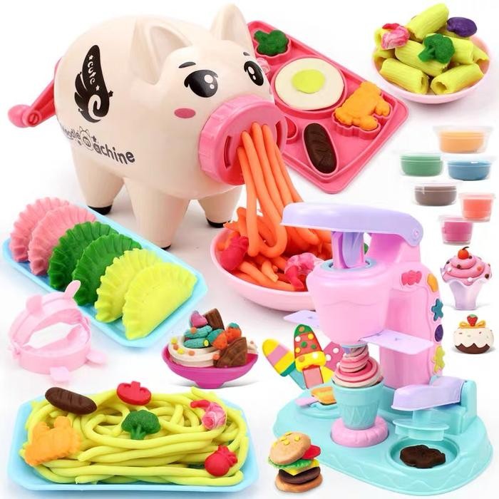 Happytoys.888 Mainan Fun Doh Play Doh Set Kitchen Set Mie Piggy / Fun Doh Play Doh Set Es Cream /