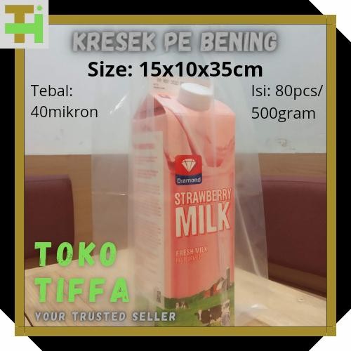 cetak sablon kresek pe bening 15x35 kantong plastik tebal