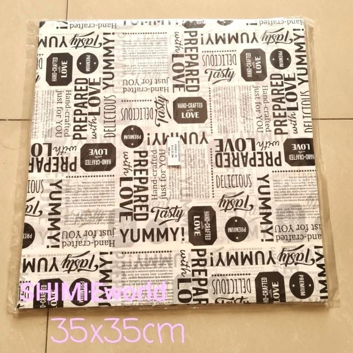 

kertas 35x35cm bungkus burger sandwich laminating alas piring/kotak
