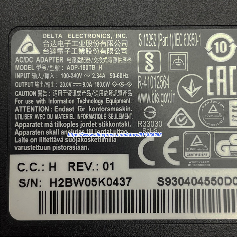180W DELTA ADP-180TB H Power Adapter 20V 9A A15-180P1A A17-180P4B Charger For MSI GF75 GF65 THIN