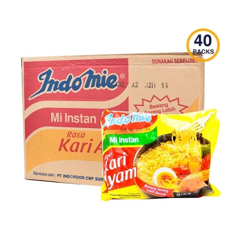 

Kemasan Dus - Indomie Kuah Kari Ayam Isi 40 pcs x 72 gram 1 kardus