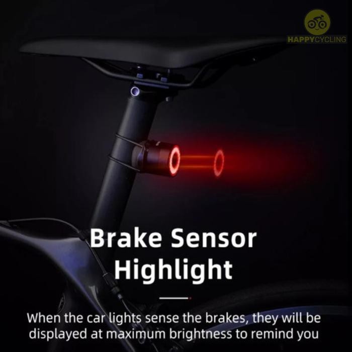 Lampu Belakang Sepeda Rockbros Q3 Smart Tail Light Sensor Happy Cycling