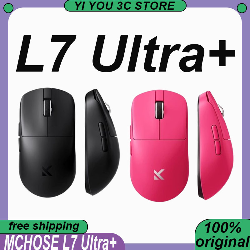 Mchose L7 Ultra+ Mouse Wireless Tri-Mode Paw3395 8K Rechargable Portable Lightweight Custom Pc