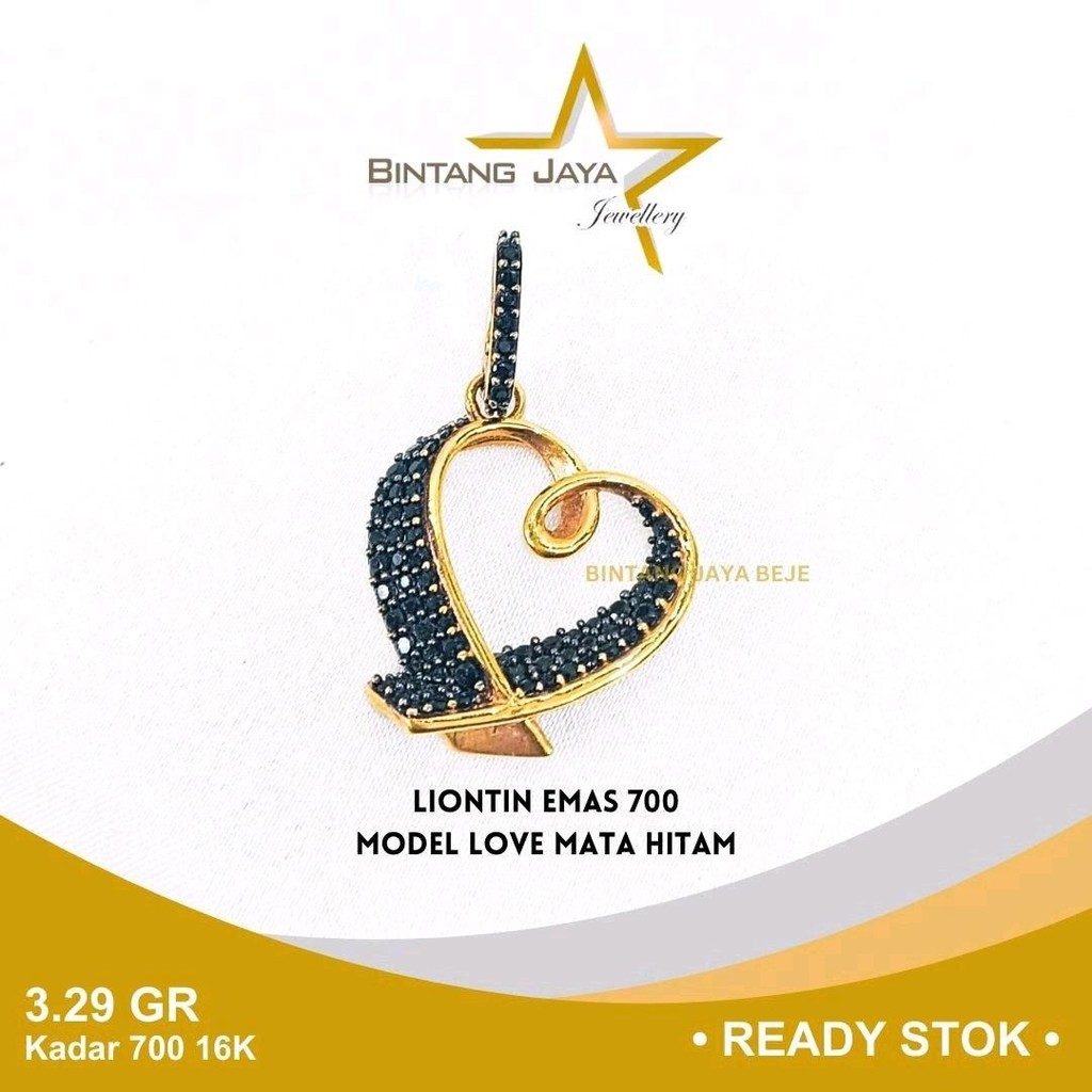 [Special Hemat] - Liontin Emas Love Mata Hitam | Berat 3,29gr - Kadar 16K | Love Story (MM)