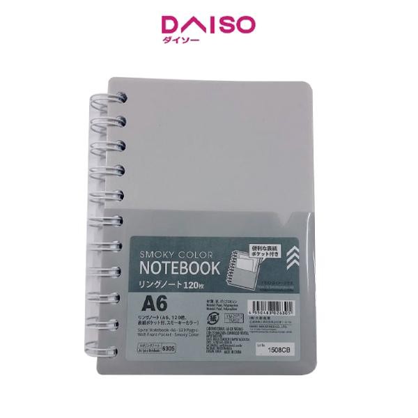

Daiso Spiral Notebook -A6 - 120 Pages - With Front Pocket -