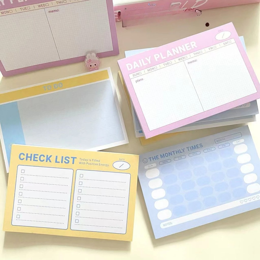 

1pcs Korean Style Ins Style High-looking Time List Series Note Pad Memo Plan Check-in Account