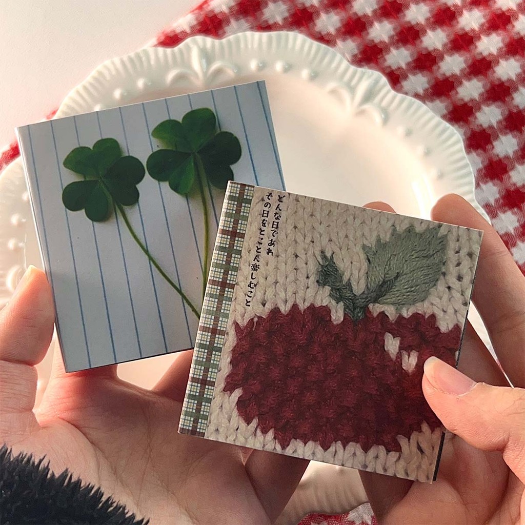 

WAKAWAKA Vintage Scrapbook Memo Pads Writable Mini Square Notes Adhesive Backing Paper Journal