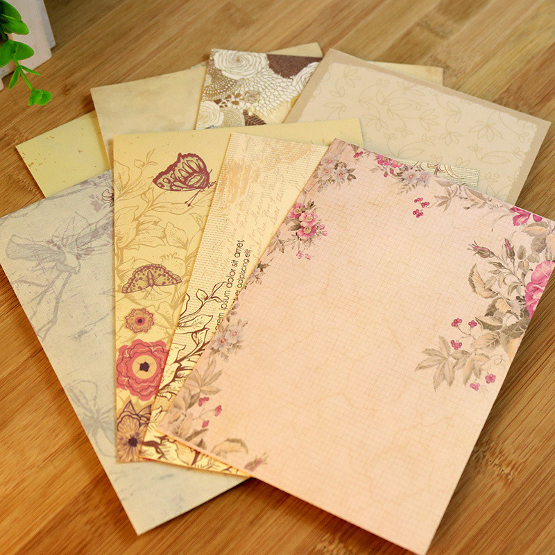 

10pcs Vintage Letter Pads European Letter Paper Message Writing Paper for Envelope Paper Sheets
