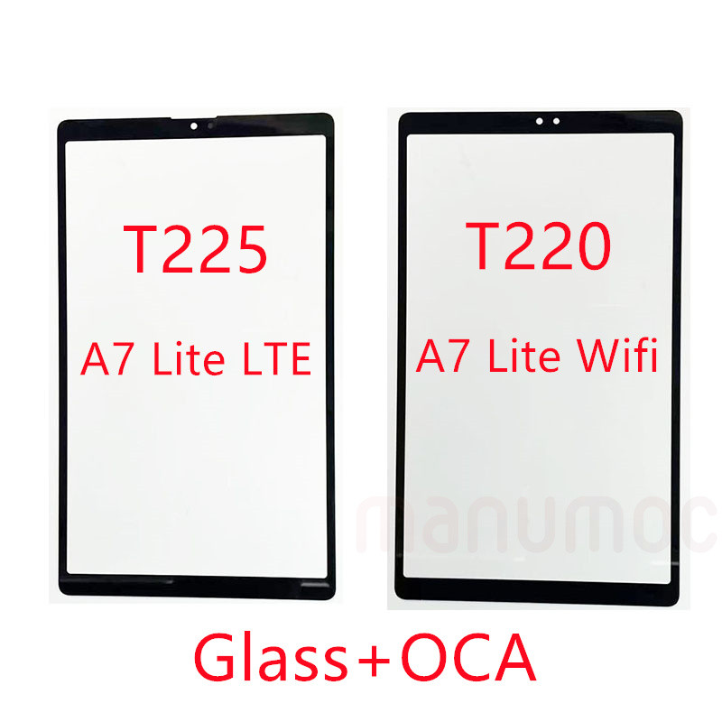 For Samsung Galaxy Tab A7 Lite T220 T225 Front Screen Outer Glass With OCA Glue Tablet LCD Display R