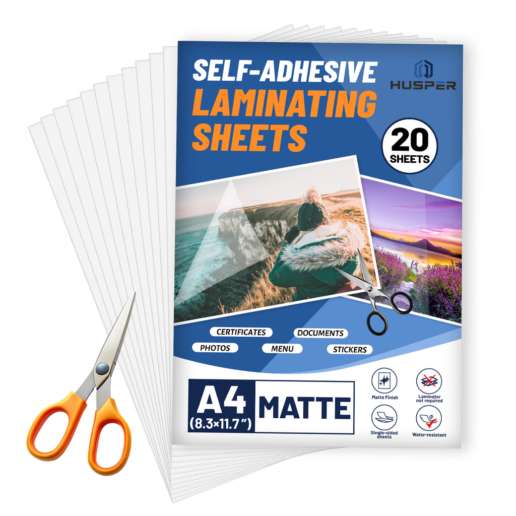 

20 Sheets A4 Matte Clear Self-Adhesive Laminating Film Durable Waterproof Document&Photo Protection