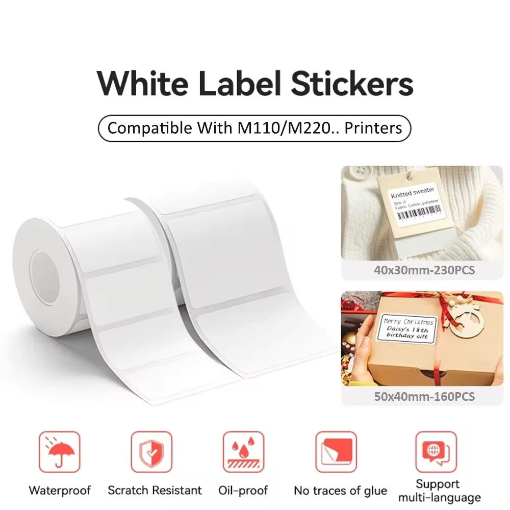 

White Label Stickers Self-adhesive Papers Waterproof Compatible With M110 Printers For Gifts Tags
