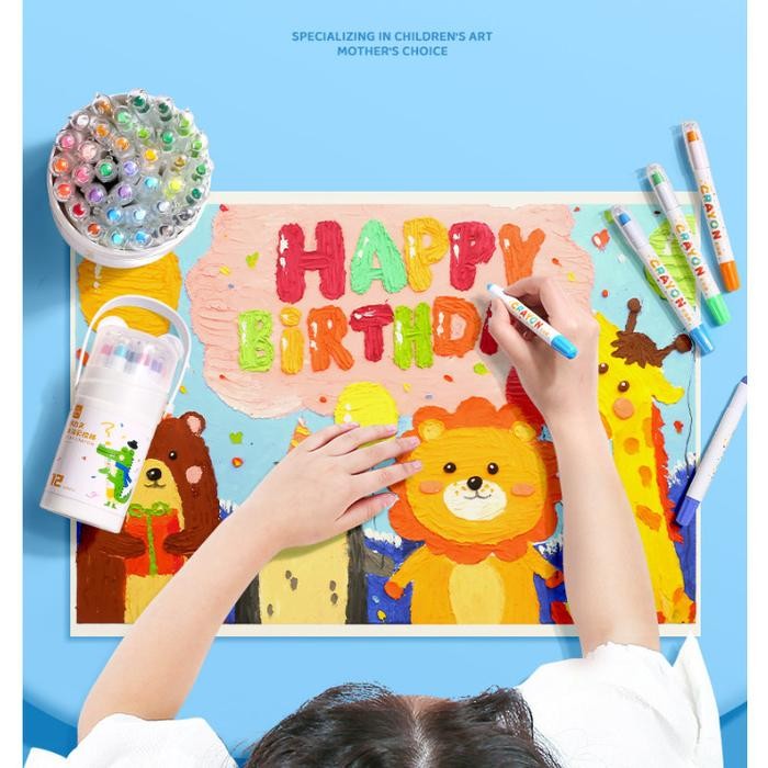 

Washable Silky Crayon 12 / 24 / 36 / 48 Warna Colorful Bucket Krayon Mewarnai Alat Warna Set Anak