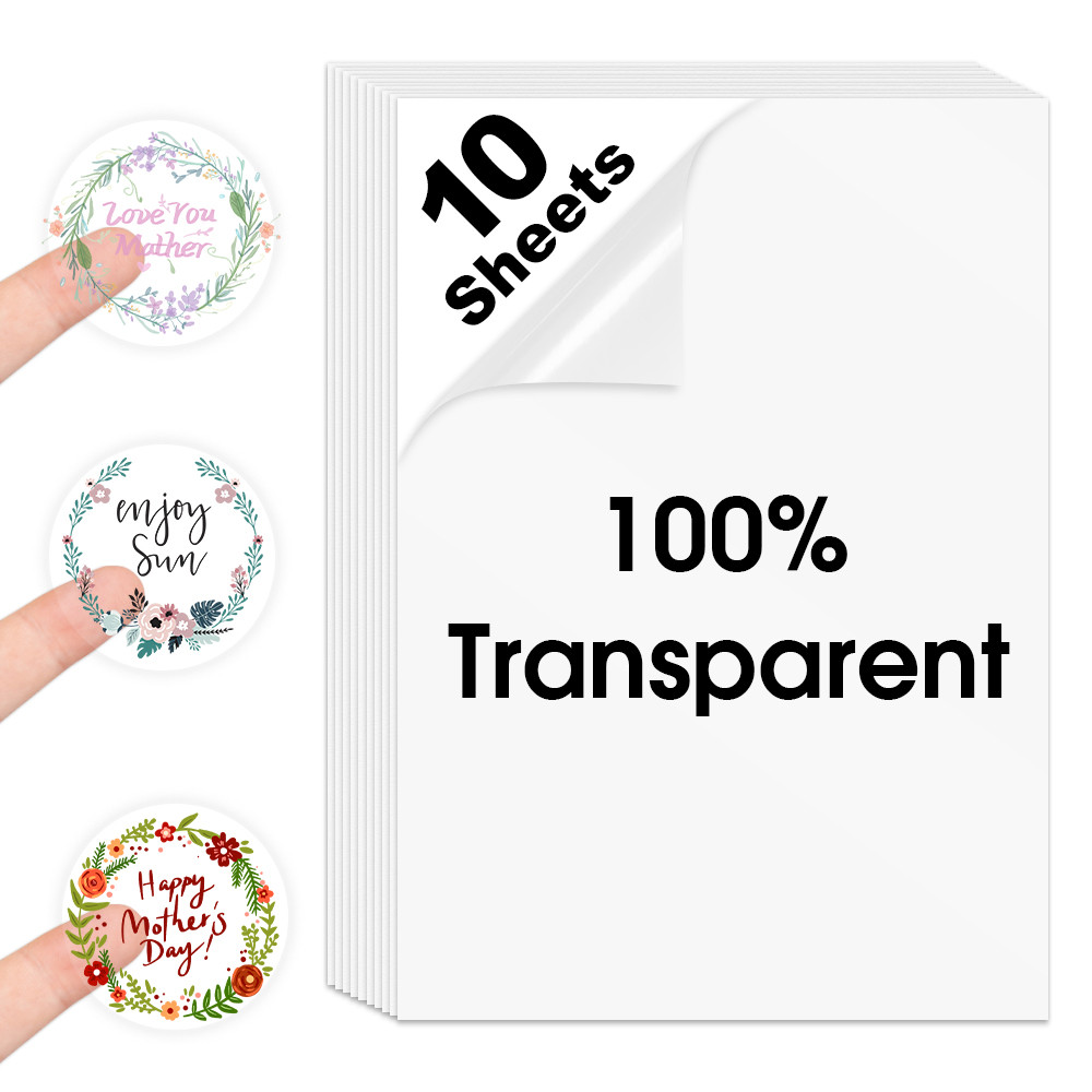 

100% Transparent Vinyl Sticker Paper A4 Label Sticker for Inkjet Printer Non-waterproof Clear