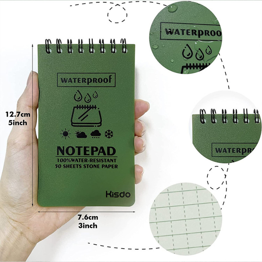 

Original Notepad Waterproof Note pad Camouflage Color NoteBook with Ruler Pocket Portable Memo Pad