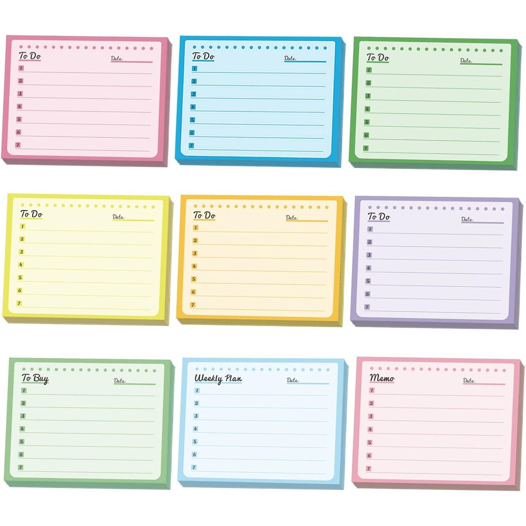

50sheets Sticky Notes Memo Pad Planner Notepad To Do List Stickers Shopping Checklist sticky notes