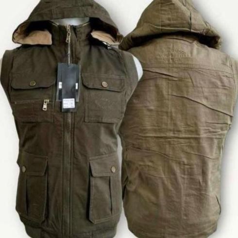 Rompi jeep pria bolak balik import pakai topi/Rompi Topi Pria Dewasa Katun Import Premium