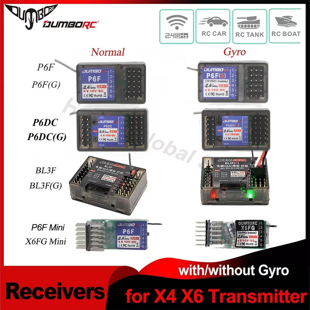 DUMBORC X6F P6F X6DC X6DCG BL3F(G) 6CH 6 Channel Receivers Gyro for X6 X4 Transmitter Remote
