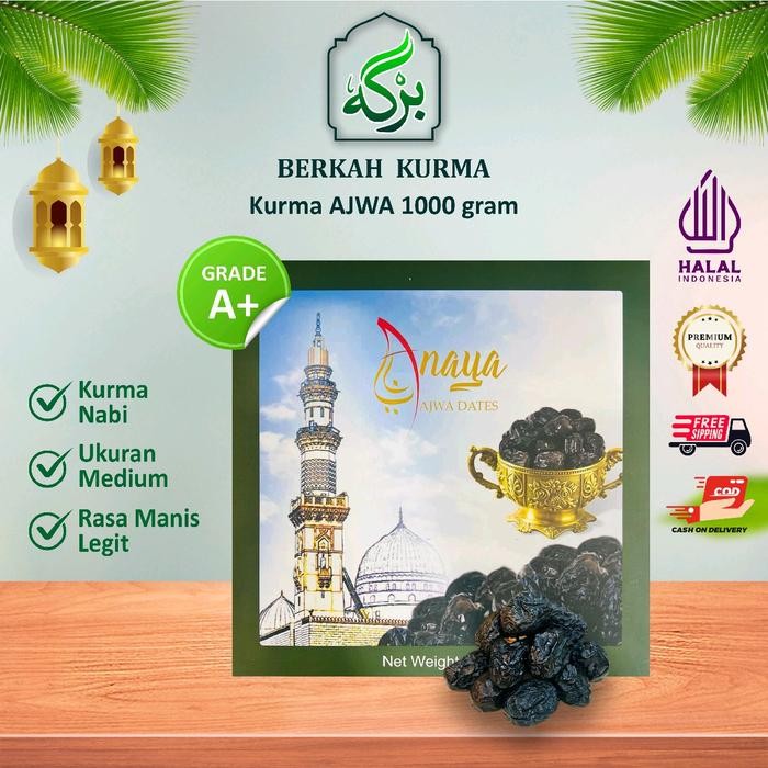 

New Kurma Ajwa Al Madinah Premium 1KG - Camilan Food, Snack - Jajanan, Makanan Hitam,