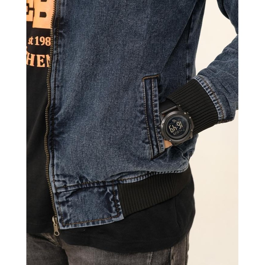 Jaket Bomber Denim Pria Topi Original The Berry Jeans Jaket Pria