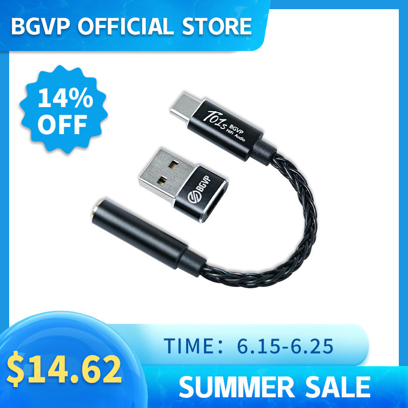 BGVP T01s Dac Decoding Audio HiFi Earphone Amplifier USB TypeC to 2.5/3.5/4.4mm Jack Adapter 32bit