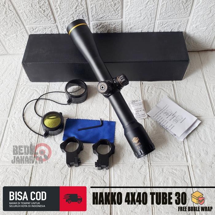Telescope HAKKO 4X40 Tube 30 Tahan Getar Ring Gold