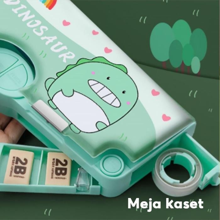 

Tempat Pensil Kartun Dengan Motif Unicorn, Astronot, Dan Dinosaurus - Kotak Pensil Dua Lsan Dengan