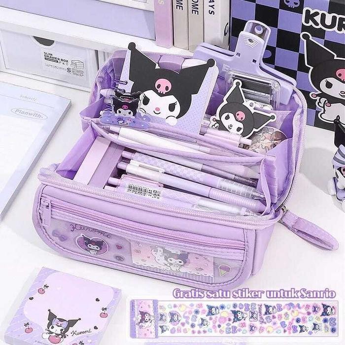 

K011 Tempat Pensil Sanrio Kuromi Cinnamorol Melody / Kotak Pensil 9 Ls Penyimpanan Alat Tulis Siswa