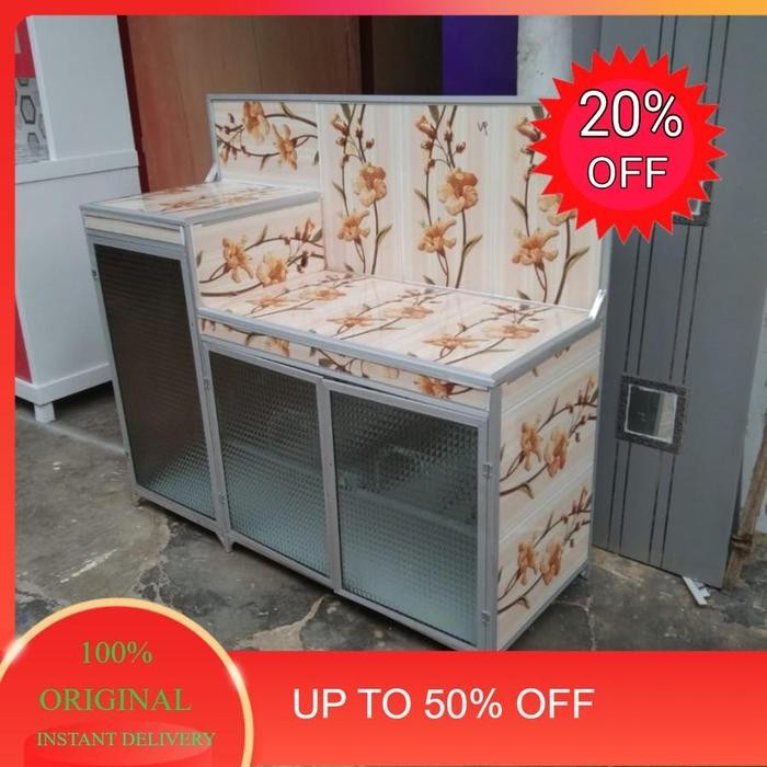 Best Seller Meja Kompor/Rak Piring Aluminium 3 Pintu Undak