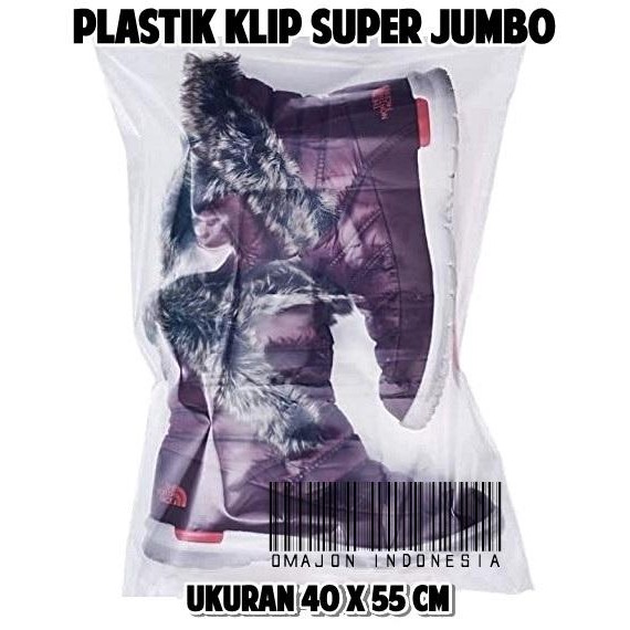 Plastik Klip Super Besar Sepatu Boots / Ziplock Klip Jumbo 40x55cm XXL Kode 1052