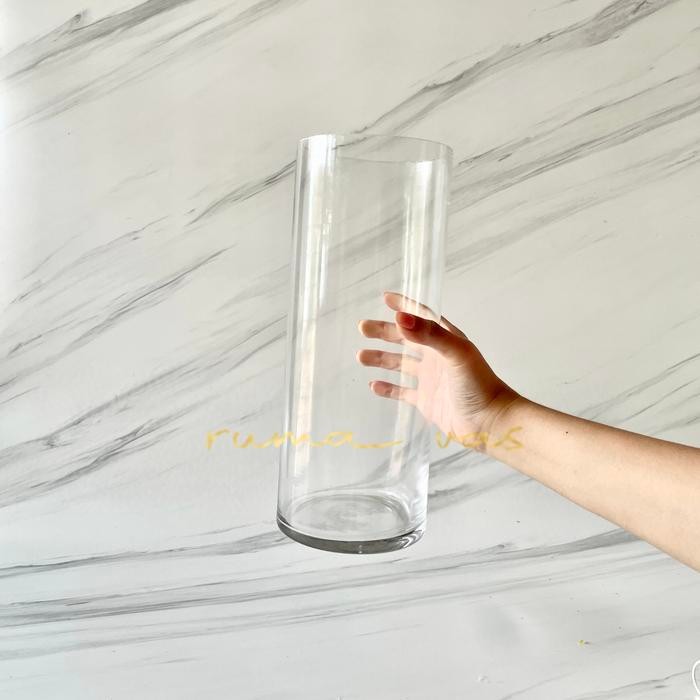 vas bunga kaca tinggi 30 cm diameter 10 cm pot bunga tabung kaca