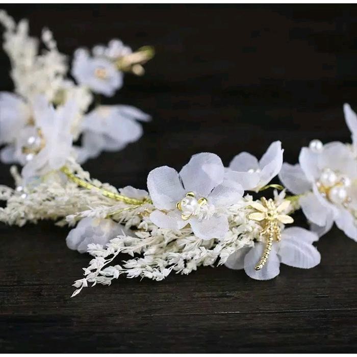 Aeris Headpiece - Mahkota Bunga Putih Headpiece Hiasan Hijab / Kepala Elegan Aksesoris