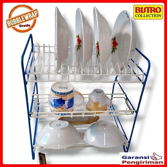 Rak Piring Rak Susun Rak Piring Stainless Coating Susun 3 Bistro