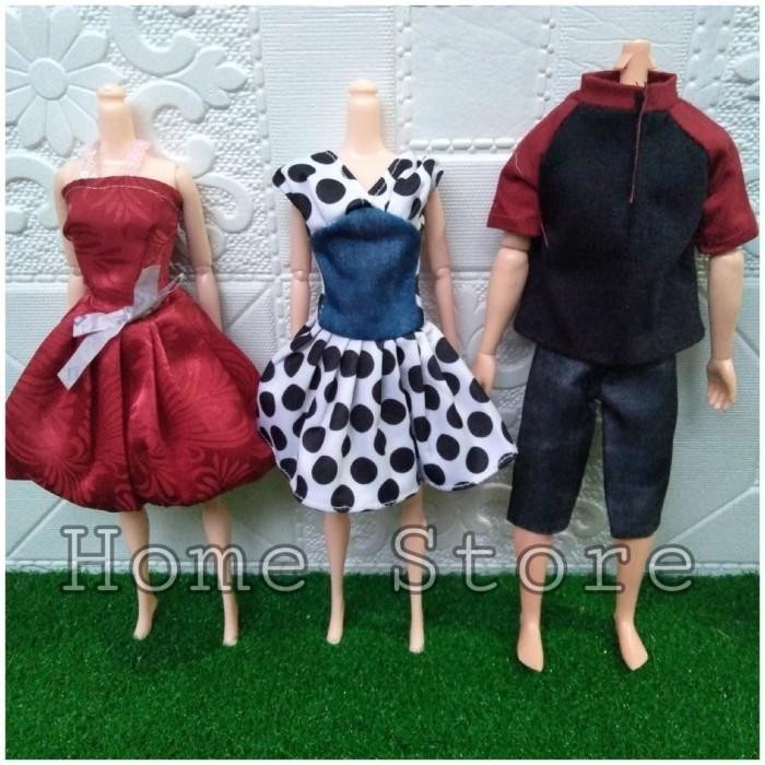 Baju Boneka Berbi Tiga Pcs Mainan Koleksi Boneka Berbi Perlengkapan Berbi Mainan Anak