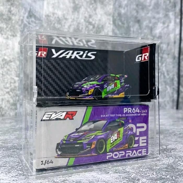 BOX DISPLAY POP RACE DAN MINI GT FULL AKRILIK ADA TUTUPNYA..