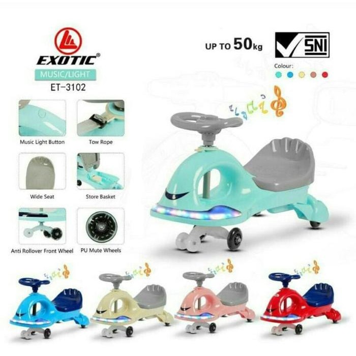 Mainan Swing Car Ride On Exotic ET-3102 ET 3102 ET3102 Music/Light