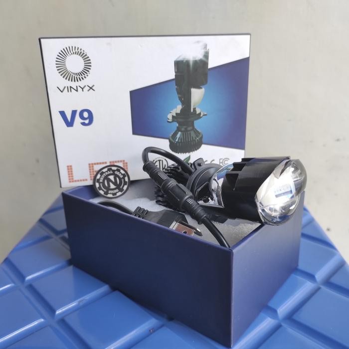HEADLAMP H4 LAMPU LED VINYX V9 PROJIE MINI PROJECTOR LENS MOTOR MOBIL