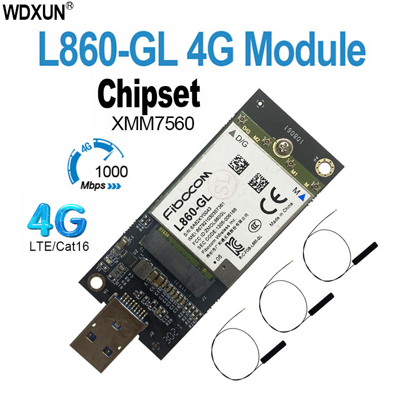 WDXUN for L860-GL FDD-LTE TDD-LTE Cat16 4G Module 4G Card L860 GL 4G LTE Module M2