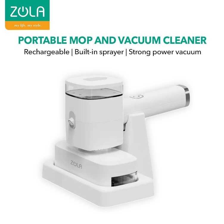 ZOLA PORTABLE CORDLESS VACUUM CLEANER WET DRY MOP SPRAY RECHARGEABLE TERMURAH