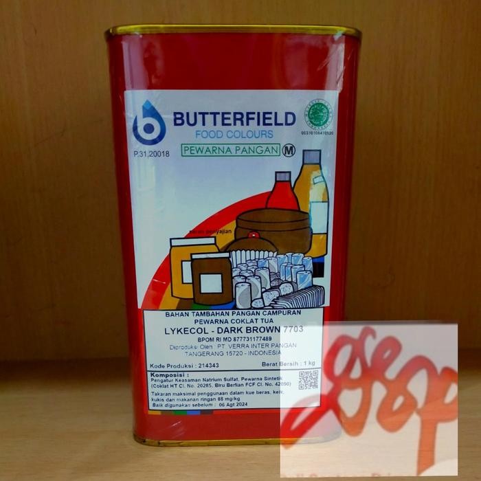 

Pewarna bubuk food grade Butterfield Dark Brown tin 1 kg