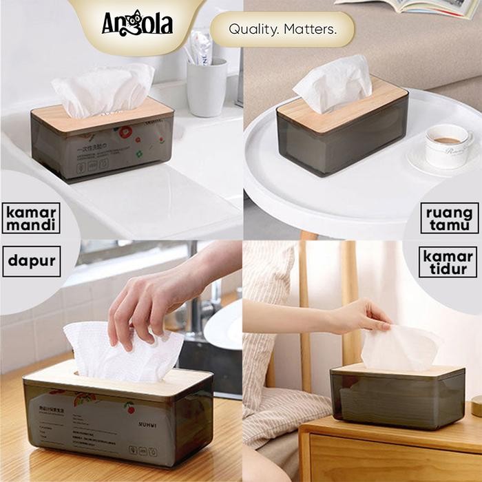 (Allthebest) Angola Tempat Tisu D58 Kotak Tissue Kayu / Tissue Box
