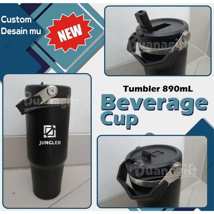 Termos Beverage Cup Tumbler Handle Jumbo Stainless Steel Vacuum Insulated 890ml - Free Grafir -