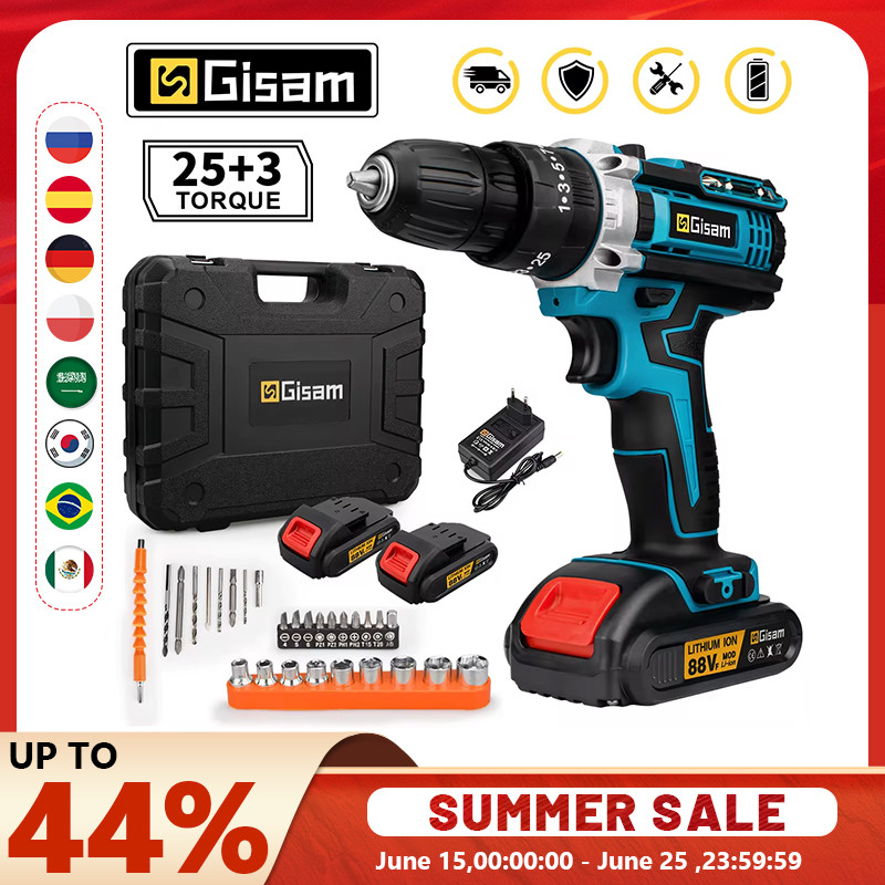 Gisam Cordless Drill Rechargeable Electric Screwdriver Electric Drill Mini Wireless Hand Drill