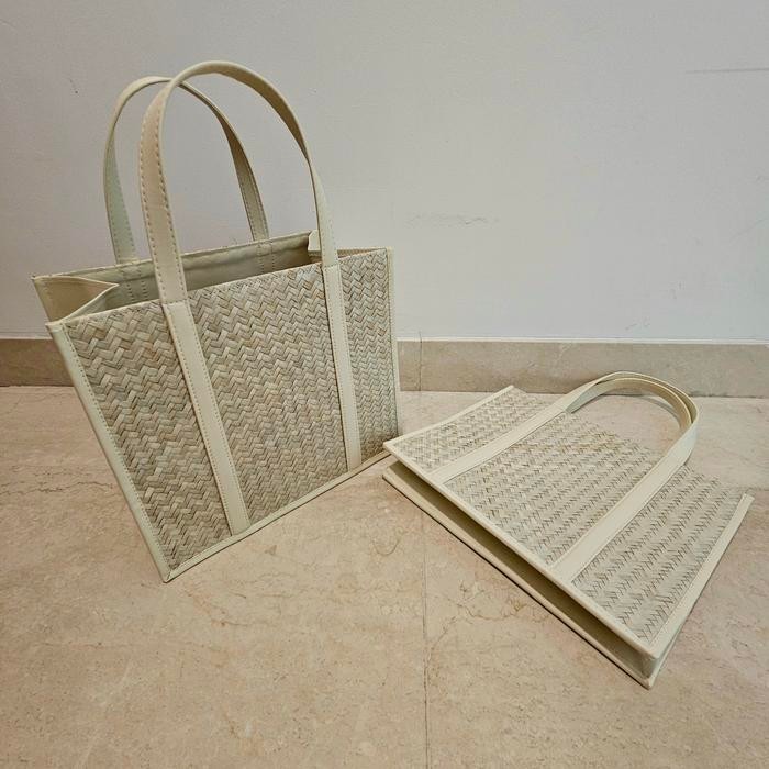 Aluna Bag - Tas Anyaman Pandan, Tas Hampers Pandan Rotan, Goodie Bag Anyaman, Tas Hampers Besar