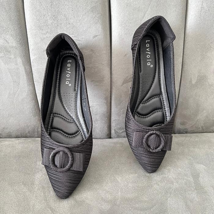 Laviola 4787 LSH - Sepatu Flat Wanita Black Brown Shoes Kerja
