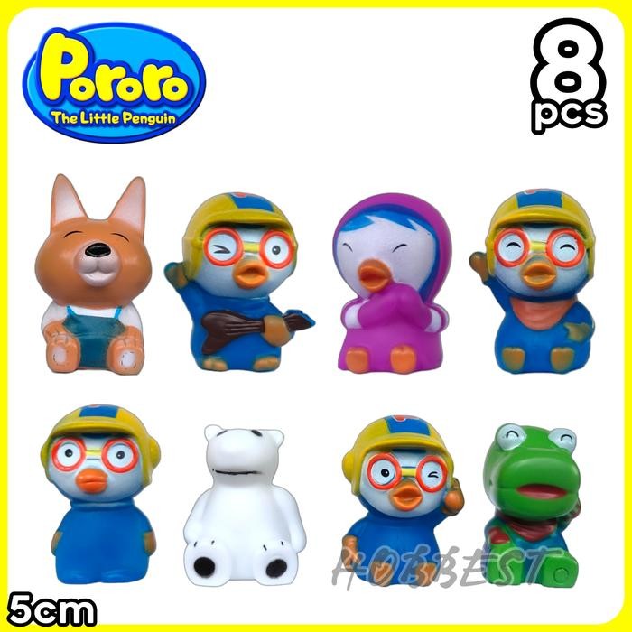 Topper Kue PORORO set isi 8 pcs - Hiasan Cake Karet Action Figure Miniatur Pajangan Dekorasi Mainan