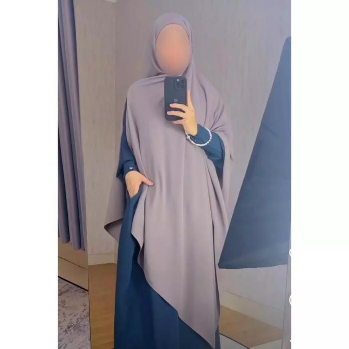 (Allthebest) Jilbab Pashtan Jumbo Zipper Pashmina Instan Khimar Syari Resleting Simple - Muslim